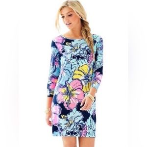 Lilly Pulitzer Marlowe Dress, Size Small, in Navy  Big Flirt Hibiscus